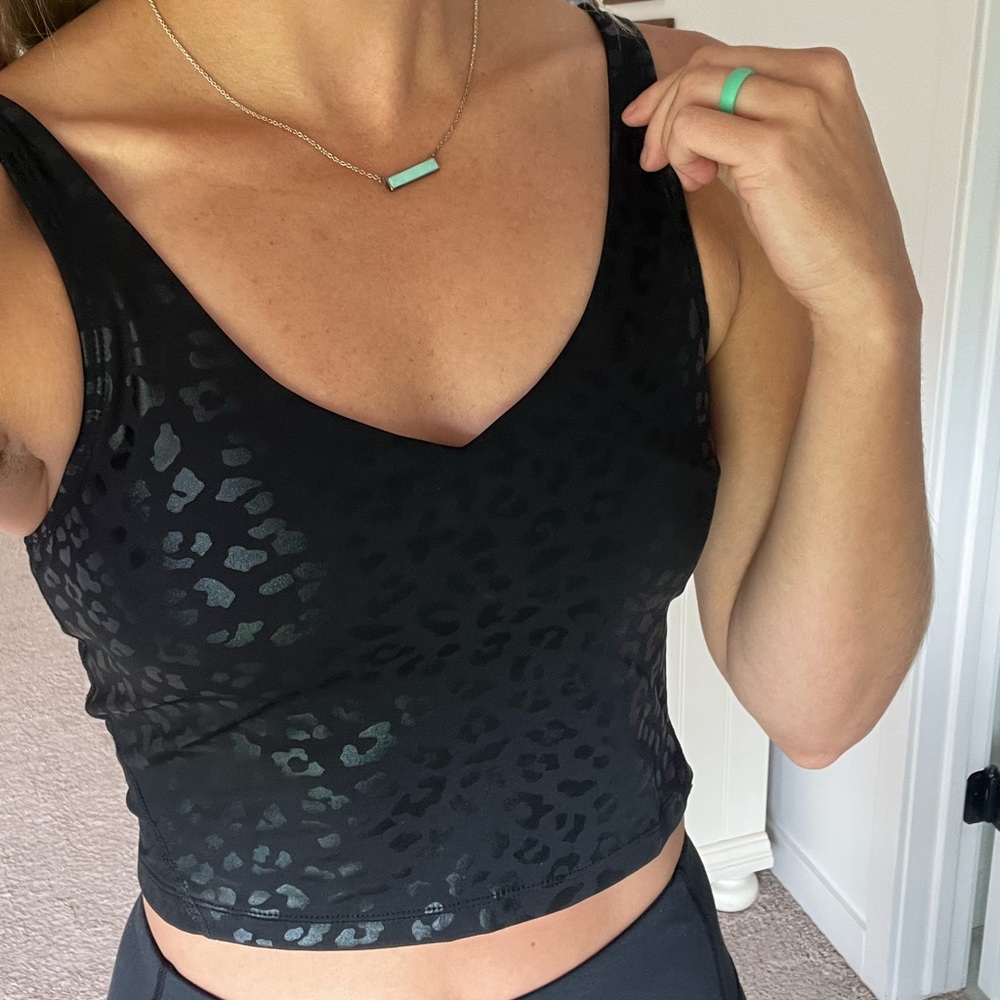 black leopard print workout crop top